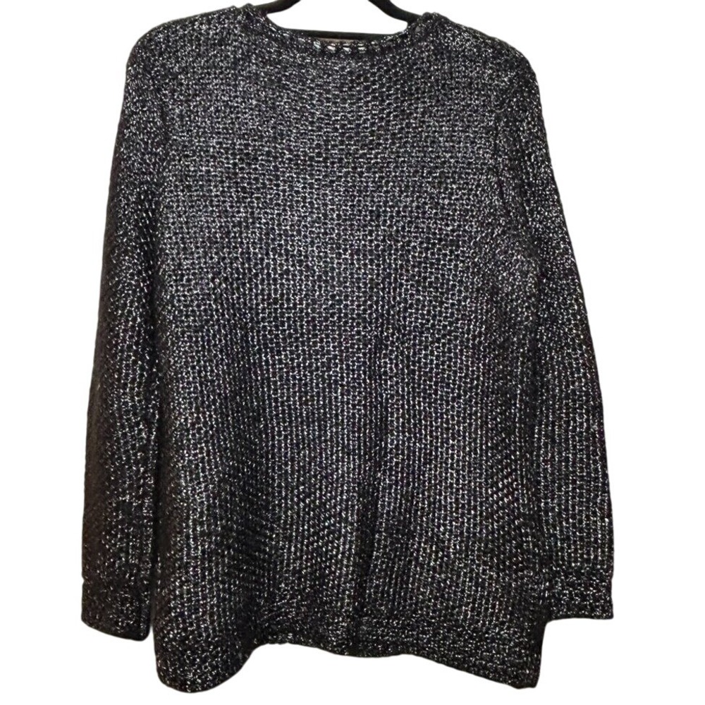 Faded Glory Black and Silver Sweater Size L Acrylic Poly Blend - Picture 4 of 7